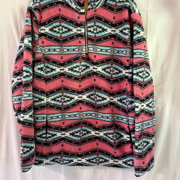 Heathmoor Pink and Black Patterned Zip-Up Sweater - Picture 1 of 8